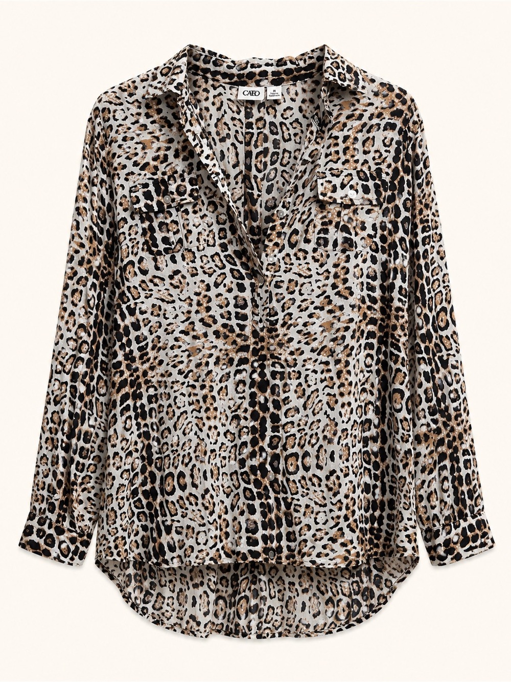 Cato Leopard Print Button-Down Shirt in Brown and Black